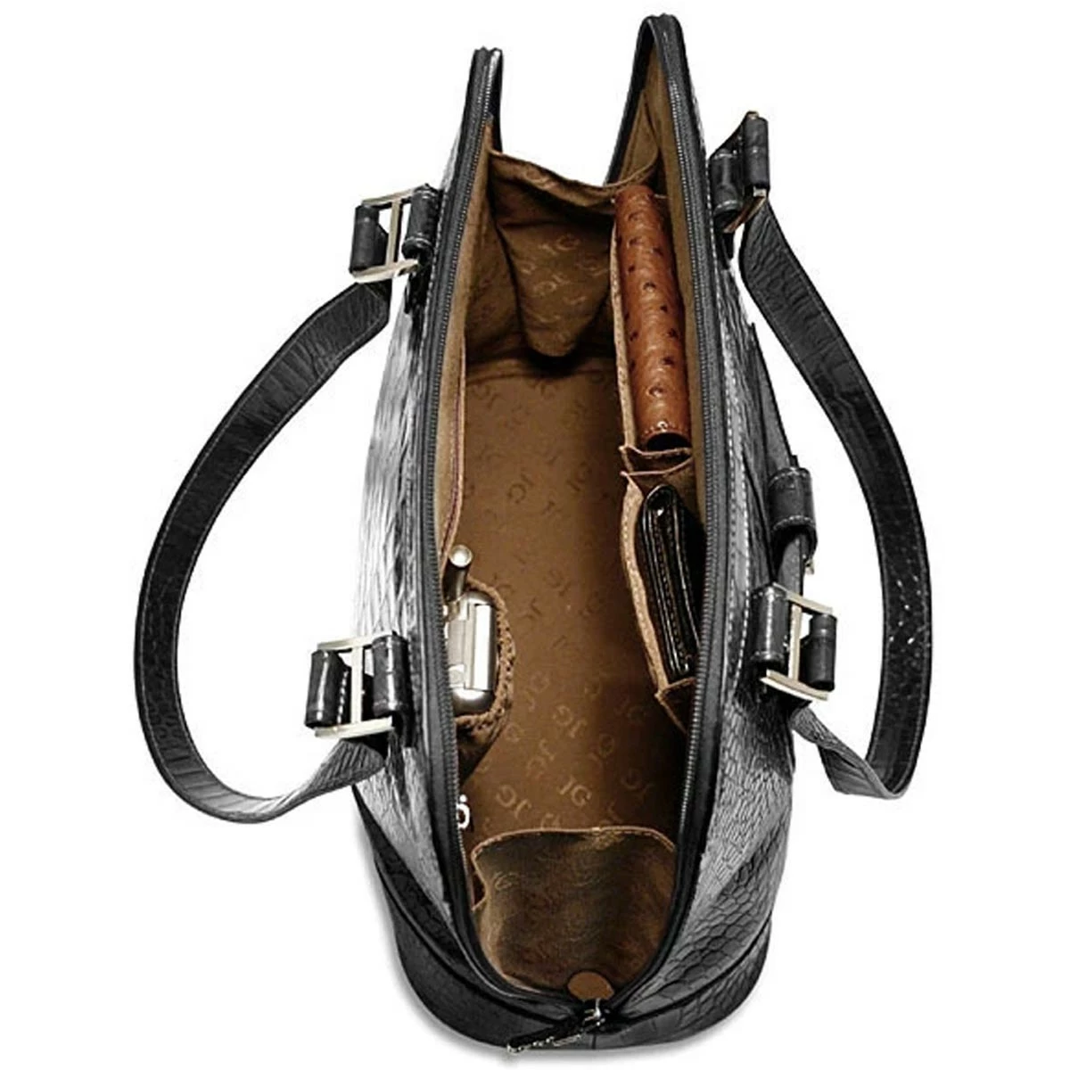 Jack Georges Croco Paulina Dome Tote 2664 2 Jack Georges Croco Paulina Dome Tote 2664 - Image 2