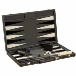 CHH Games 18" Black/White Backgammon Set