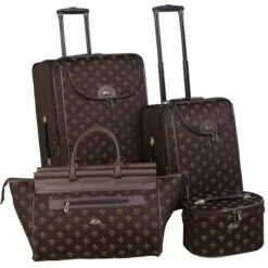 American Flyer Fleur De Lis 4-Piece Luggage Set 10 American Flyer Fleur De Lis 4-Piece Luggage Set -suitcase sale 54500 4 BRN