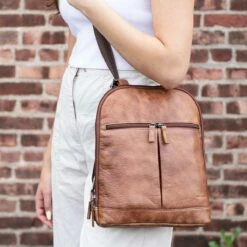 Jack Georges Buffed Small Convertible Backpack/Crossbody 6133 19 Jack Georges Buffed Small Convertible Backpack/Crossbody 6133 -suitcase sale 6133 tan lifestyle2