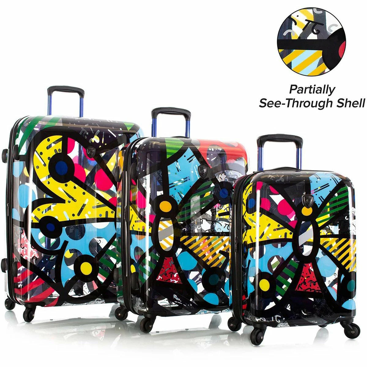 Britto Butterfly TRANSPARENT 3pc Spinner Luggage Set 1 Britto Butterfly TRANSPARENT 3pc Spinner Luggage Set