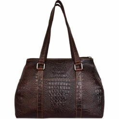 Jack Georges Hornback Croco Satchel Handbag HB815 -suitcase sale HB815brn back