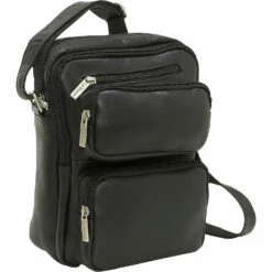 LeDonne Leather Multi Pocket Mens Bag -suitcase sale LD 082 black 48718